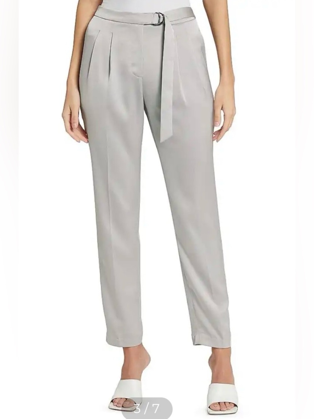 NWT | If Only Studio Paige Satin Belted Pants |  Steel Gray | Size 2 – Saks $175